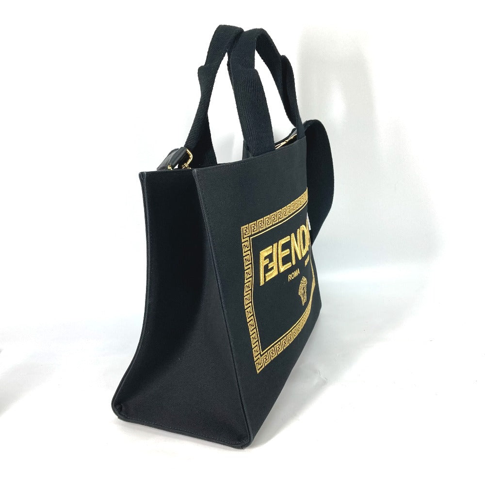 FENDI Shoulder Bag 8BH395 canvas black VERSACE collaboration FENDACE FENDACE Women Used Authentic