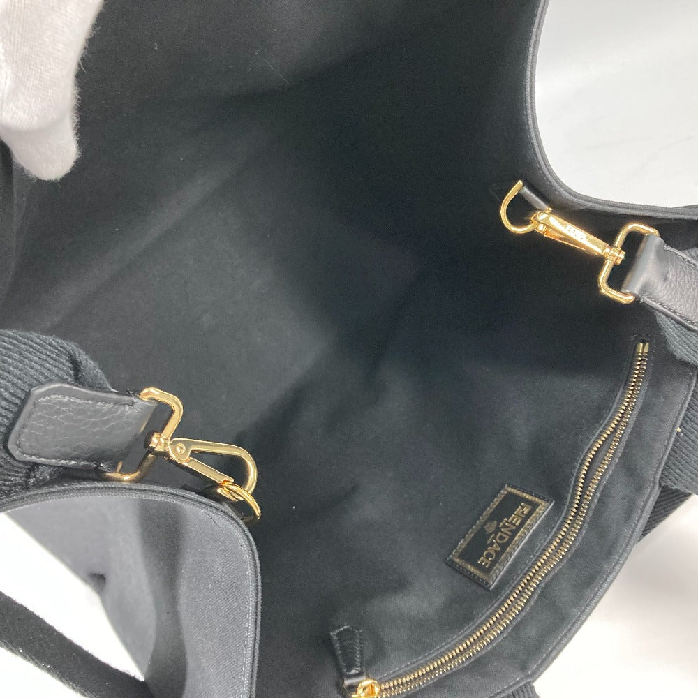 FENDI Shoulder Bag 8BH395 canvas black VERSACE collaboration FENDACE FENDACE Women Used Authentic