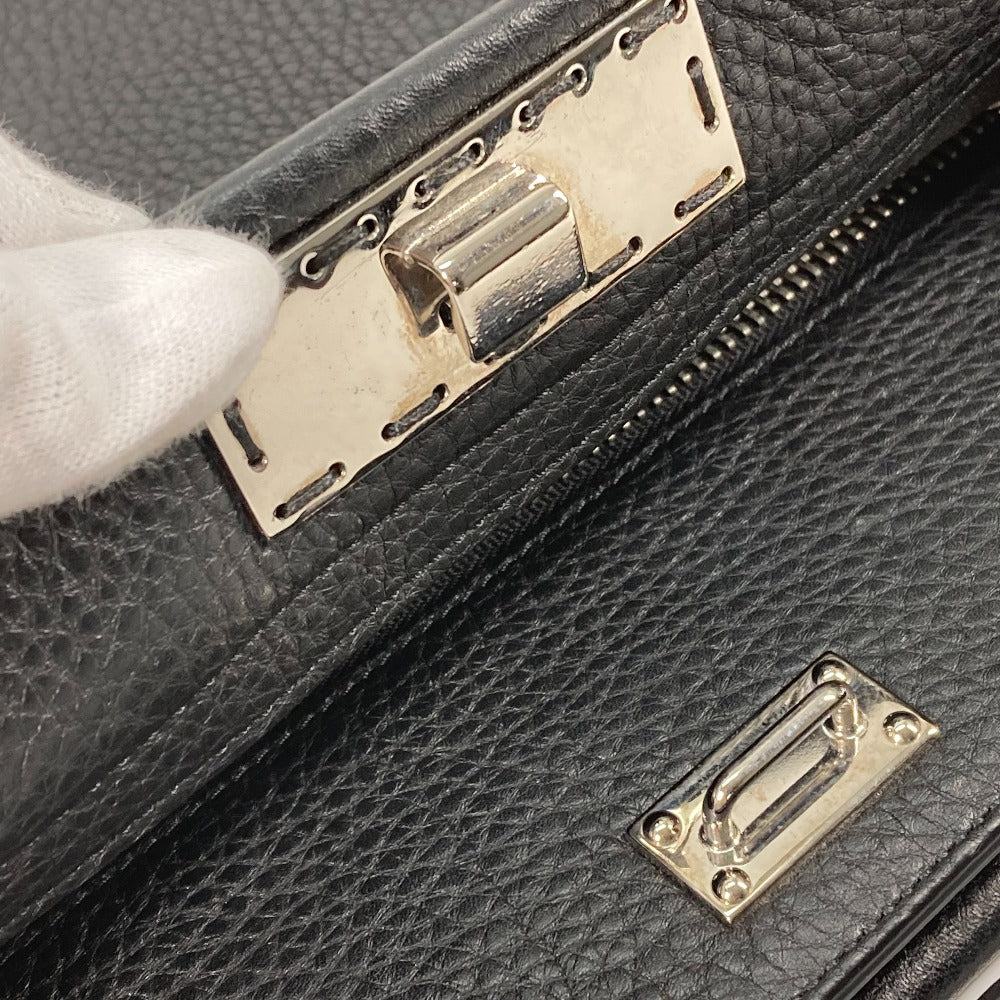 FENDI Handbag 7VA406 leather black Shoulder Bag Crossbody bag Selleria Peekaboo Iconic Fit mens Used Authentic