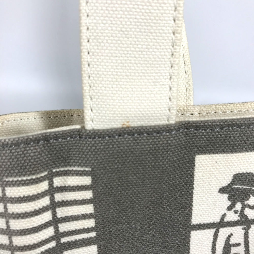 CHANEL Shoulder Bag canvas Gray x white Windows line Handbag