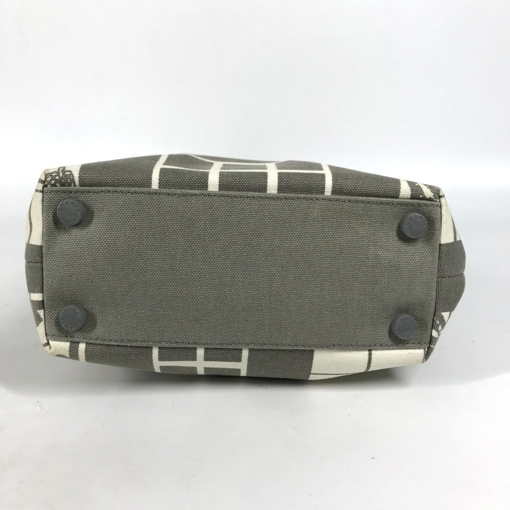 CHANEL Shoulder Bag canvas Gray x white Windows line Handbag