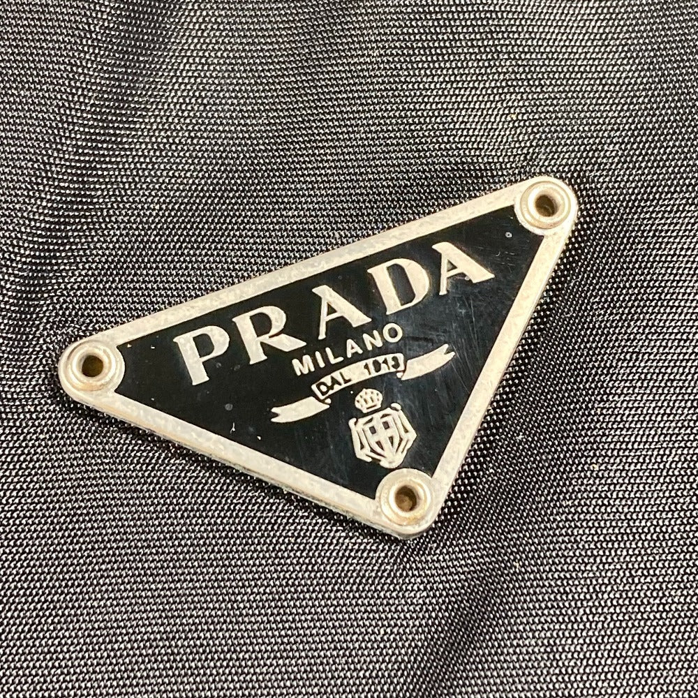 PRADA Handbag Nylon black Triangle logo plate