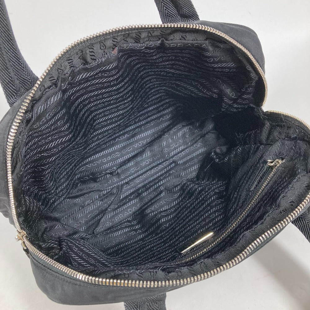 PRADA Handbag Nylon black Triangle logo plate