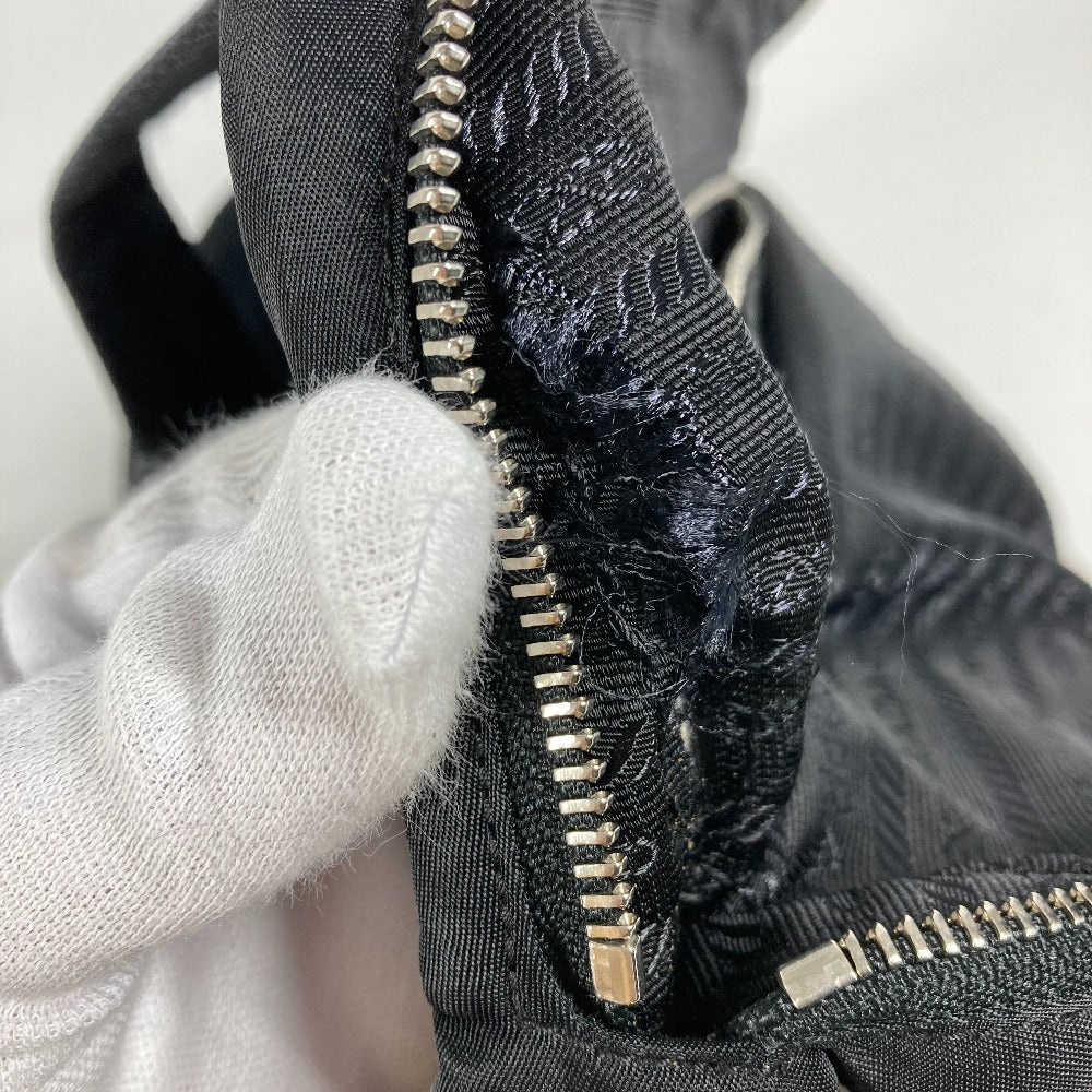 PRADA Handbag Nylon black Triangle logo plate