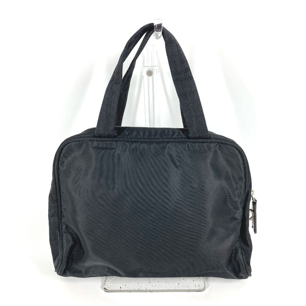 PRADA Handbag Nylon black Triangle logo plate