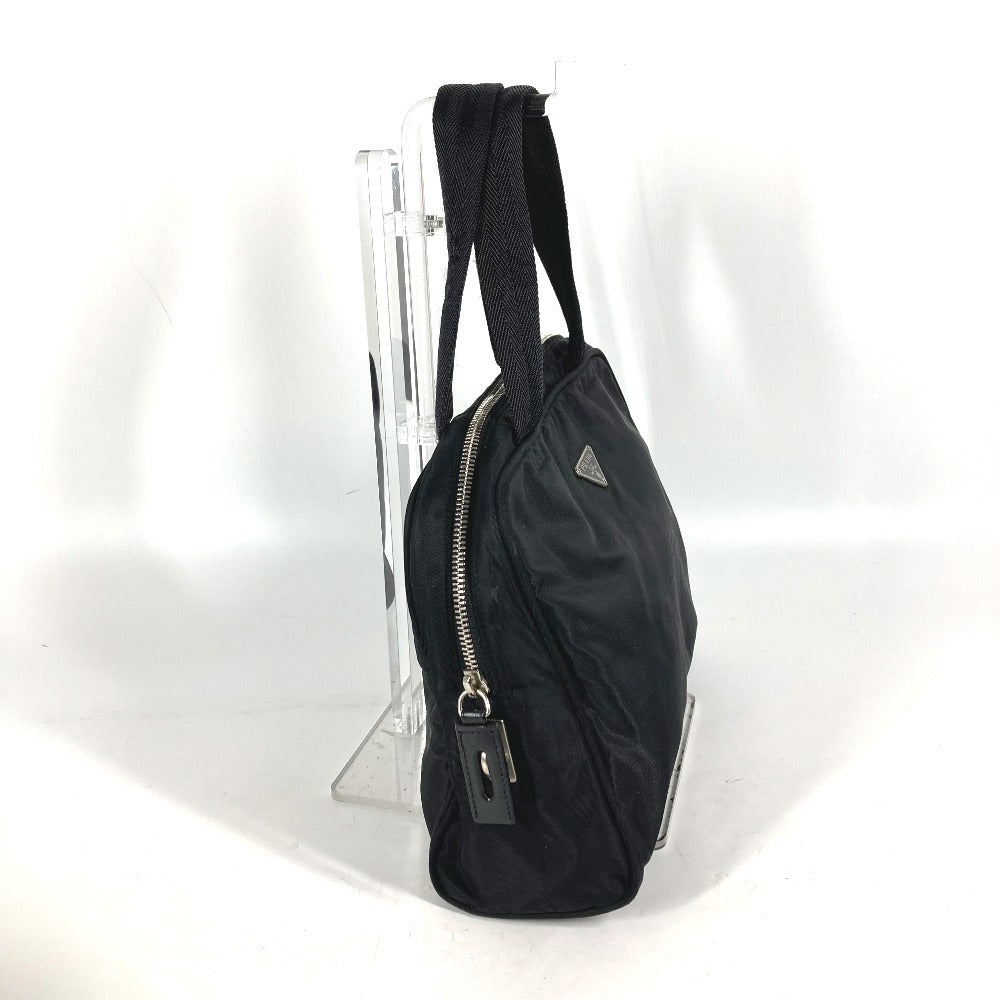 PRADA Handbag Nylon black Triangle logo plate