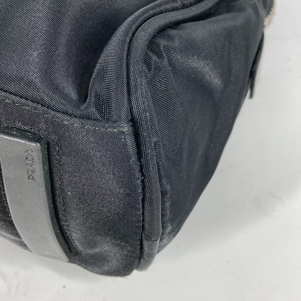 PRADA Handbag Nylon black Triangle logo plate