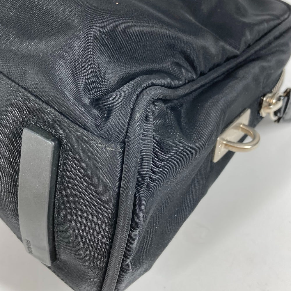 PRADA Handbag Nylon black Triangle logo plate