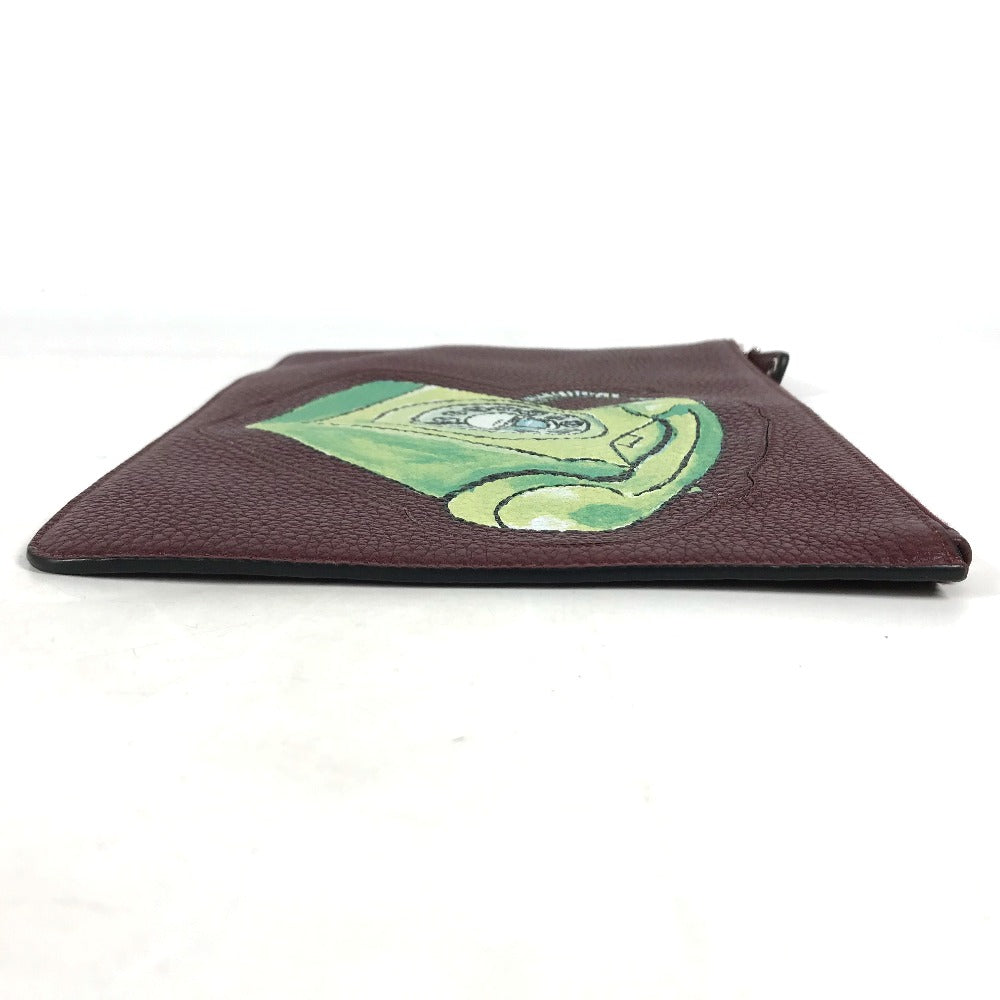 FENDI Clutch bag 7N0078 leather Brown type Pouch pouch Telephone Design mens Used Authentic