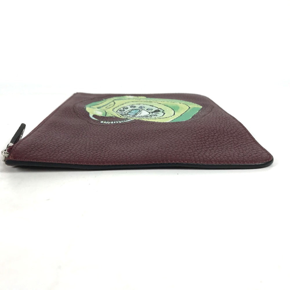 FENDI Clutch bag 7N0078 leather Brown type Pouch pouch Telephone Design mens Used Authentic