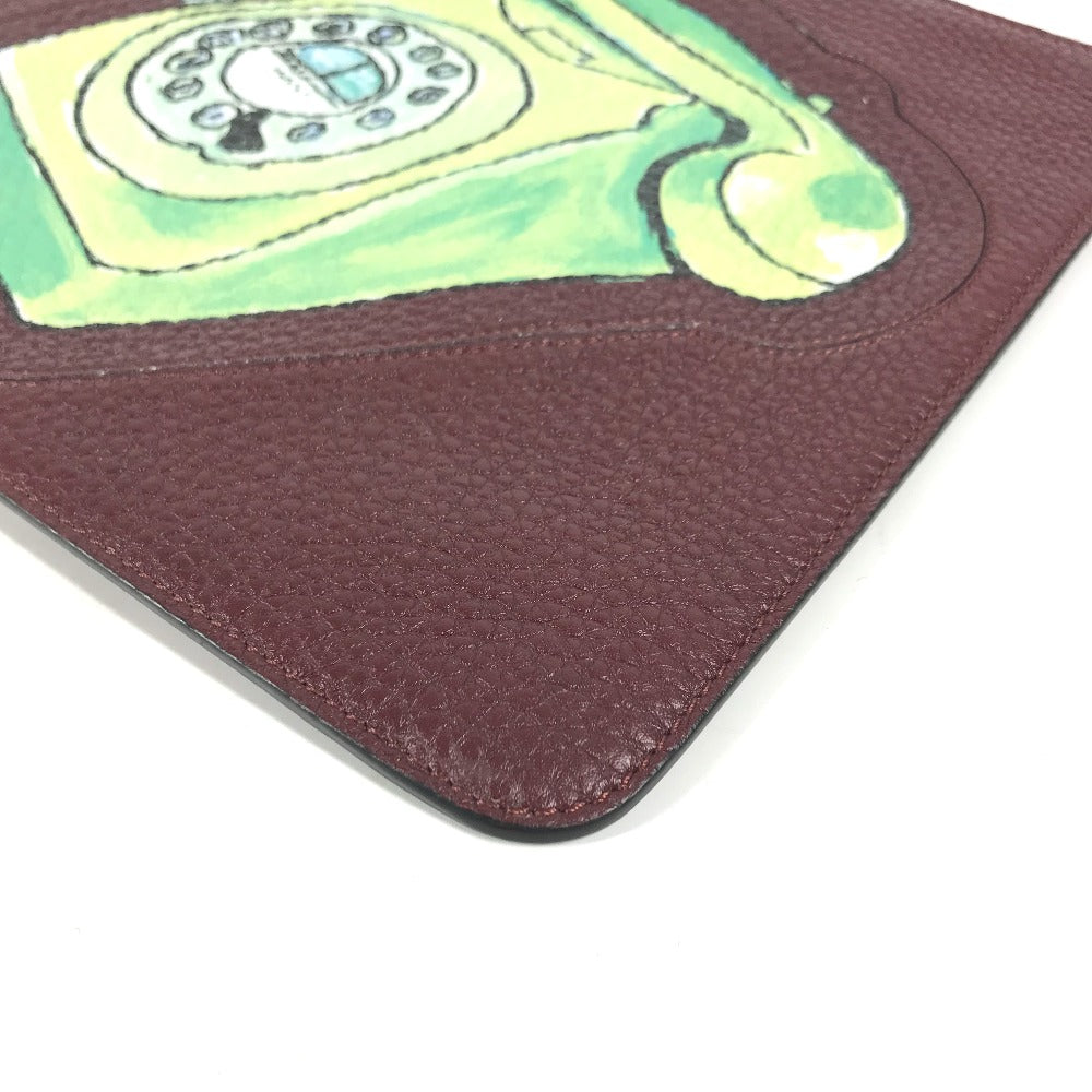 FENDI Clutch bag 7N0078 leather Brown type Pouch pouch Telephone Design mens Used Authentic