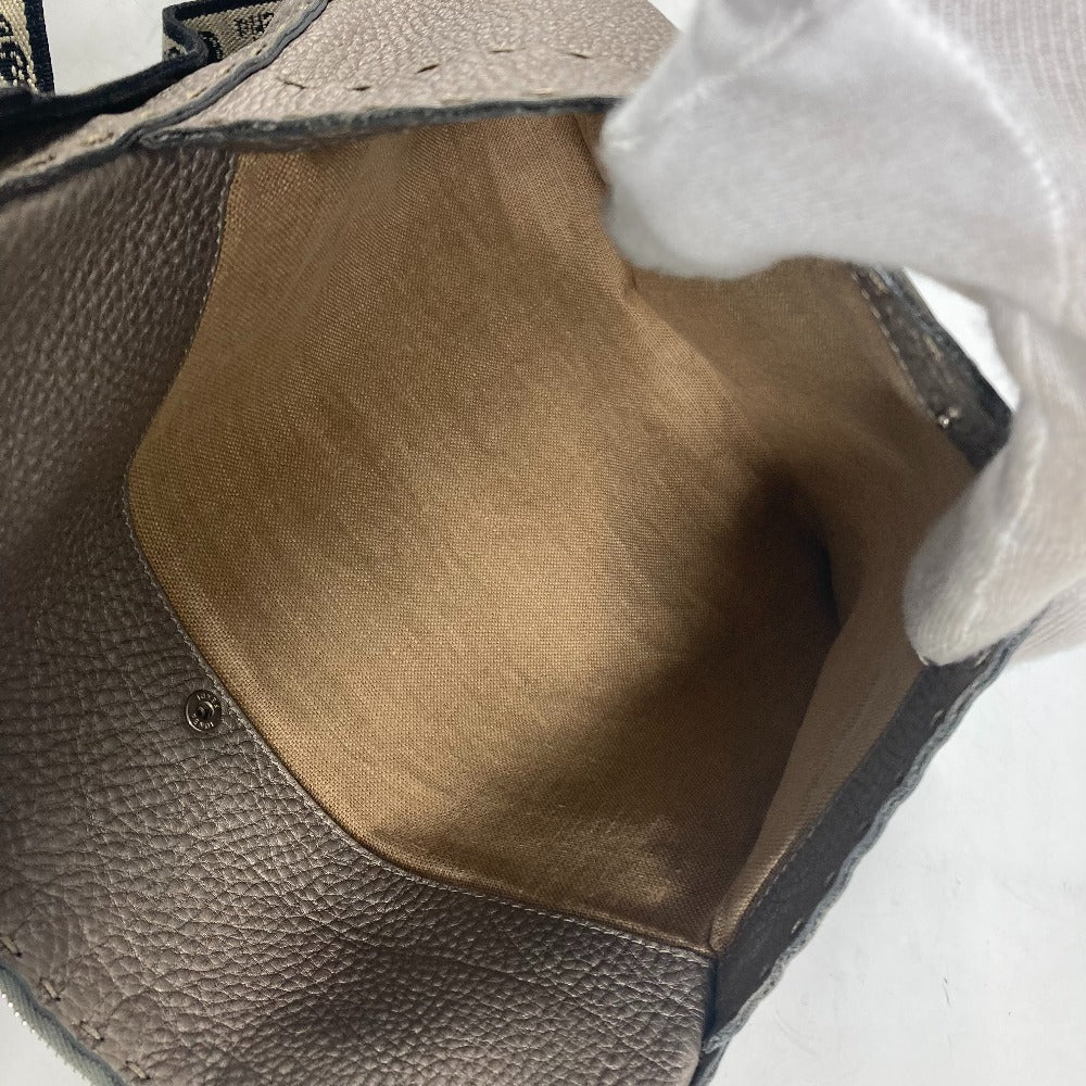 FENDI Shoulder Bag leather Beige type Celeria
