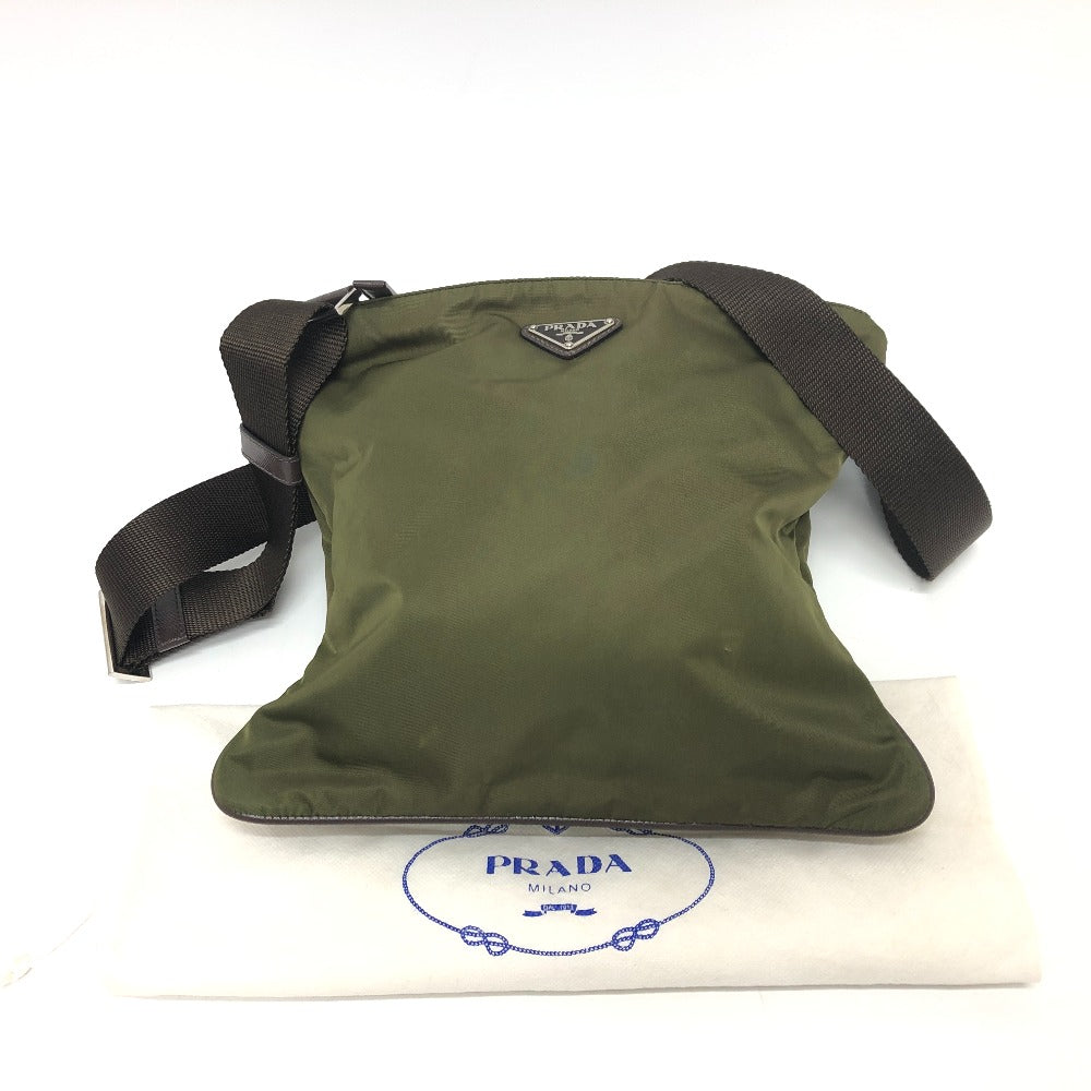 PRADA Shoulder Bag Nylon khaki Triangle logo