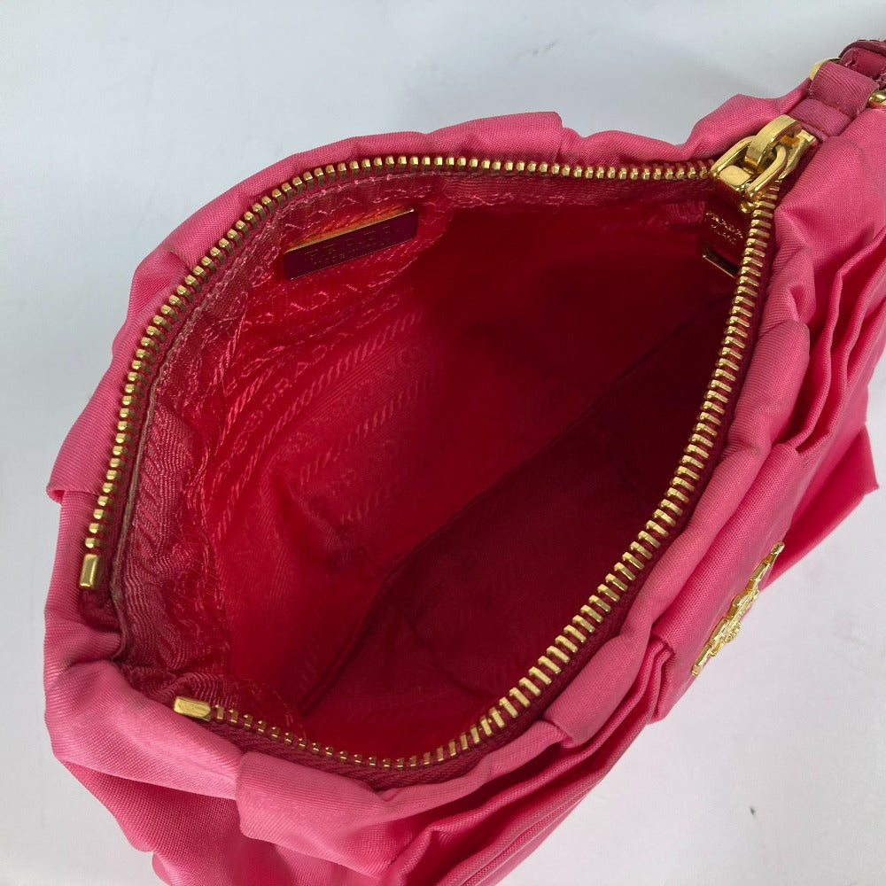 PRADA Clutch bag Nylon pink With strap Ribbon Ribon