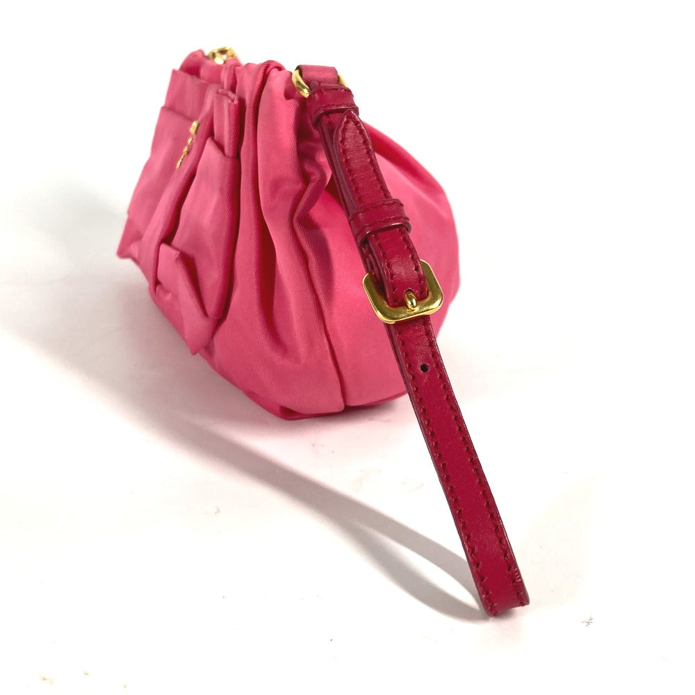 PRADA Clutch bag Nylon pink With strap Ribbon Ribon