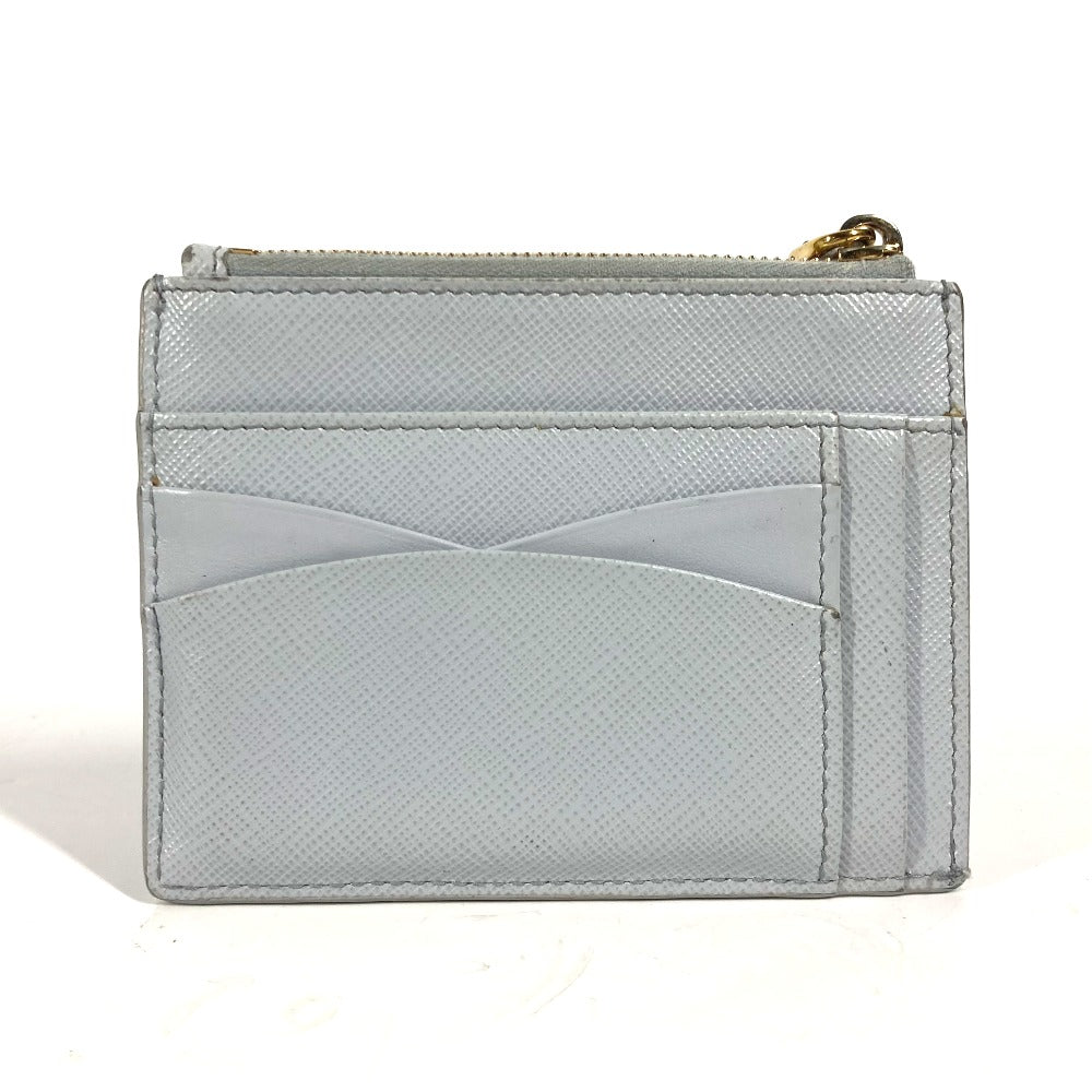 PRADA Coin case saffiano leather blue logo Women Used Authentic