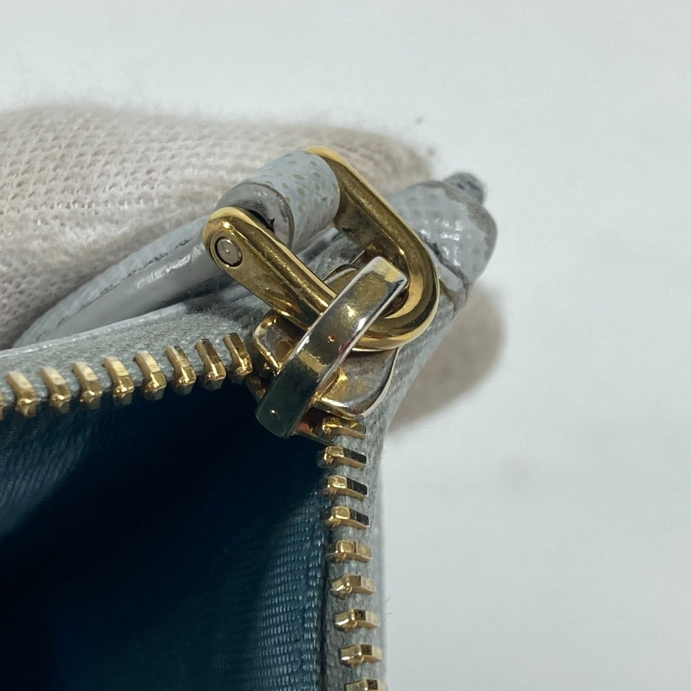 PRADA Coin case saffiano leather blue logo Women Used Authentic