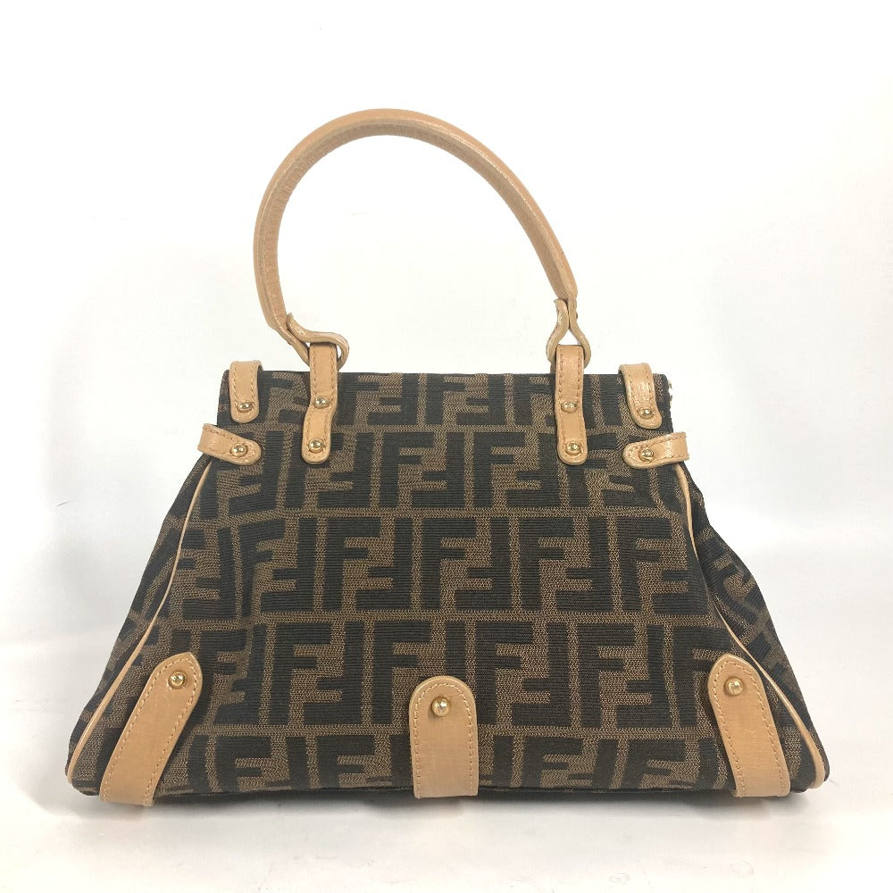 FENDI Handbag Leather / canvas Brown Turn lock Zucca