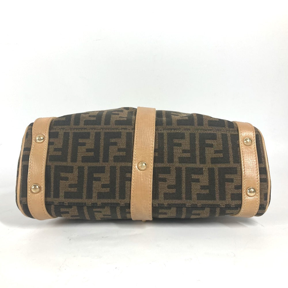 FENDI Handbag Leather / canvas Brown Turn lock Zucca