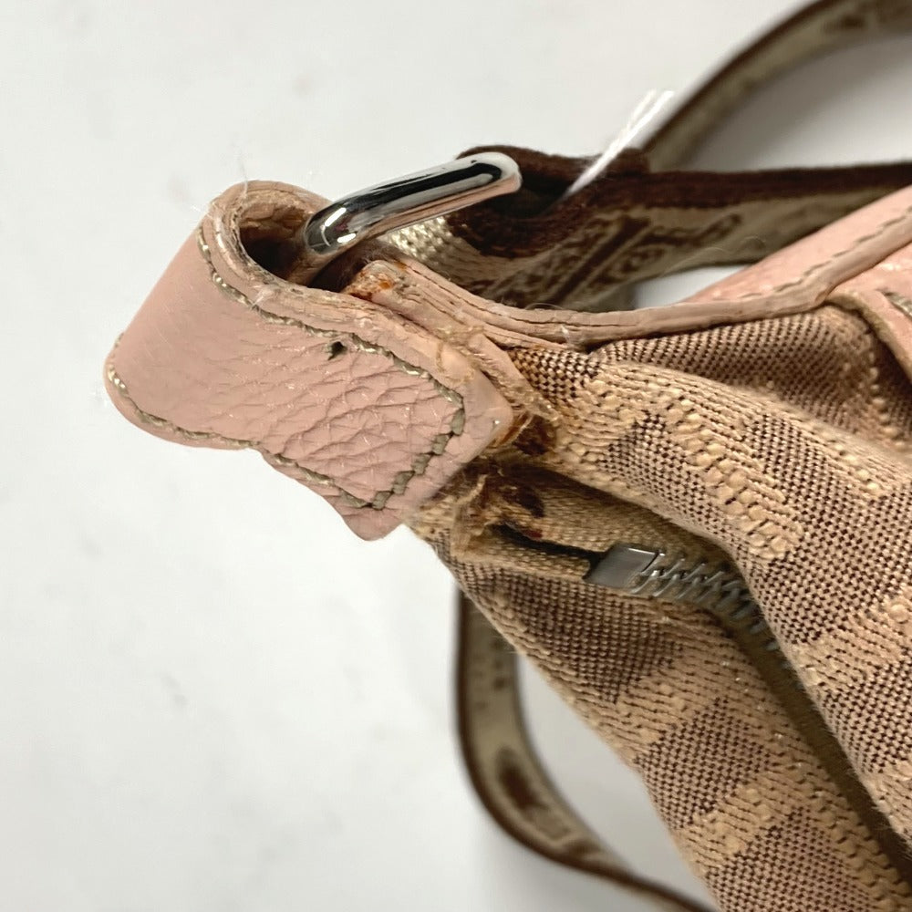 FENDI Shoulder Bag Leather / canvas Pink beige type Selleria logo Zucca