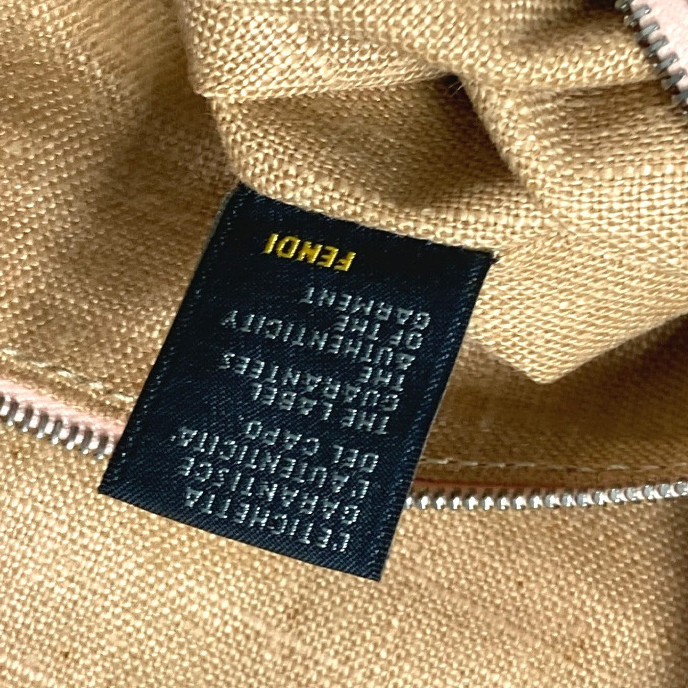FENDI Shoulder Bag Leather / canvas Pink beige type Selleria logo Zucca