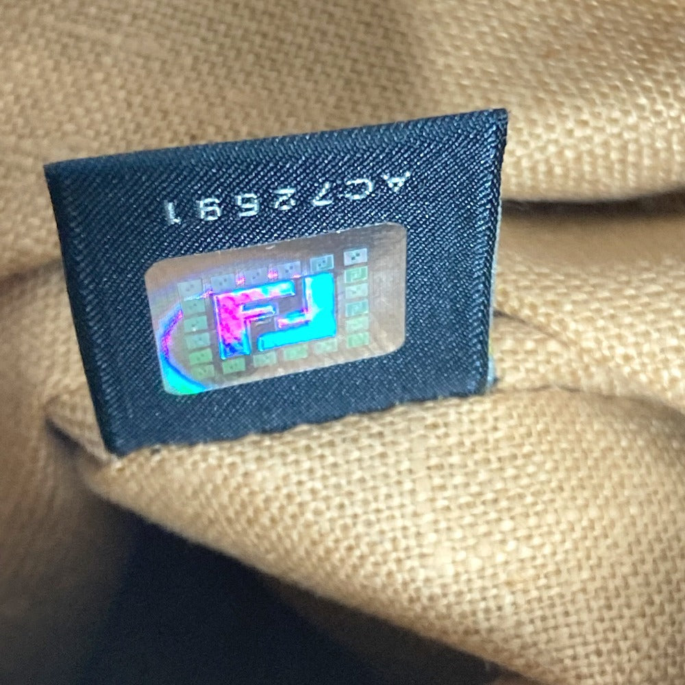 FENDI Shoulder Bag Leather / canvas Pink beige type Selleria logo Zucca