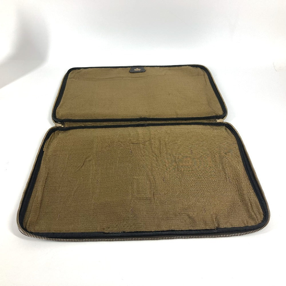 FENDI Clutch bag leather Brown vintage FF logo