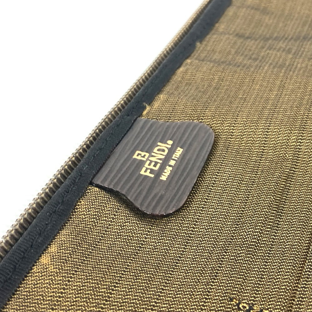 FENDI Clutch bag leather Brown vintage FF logo