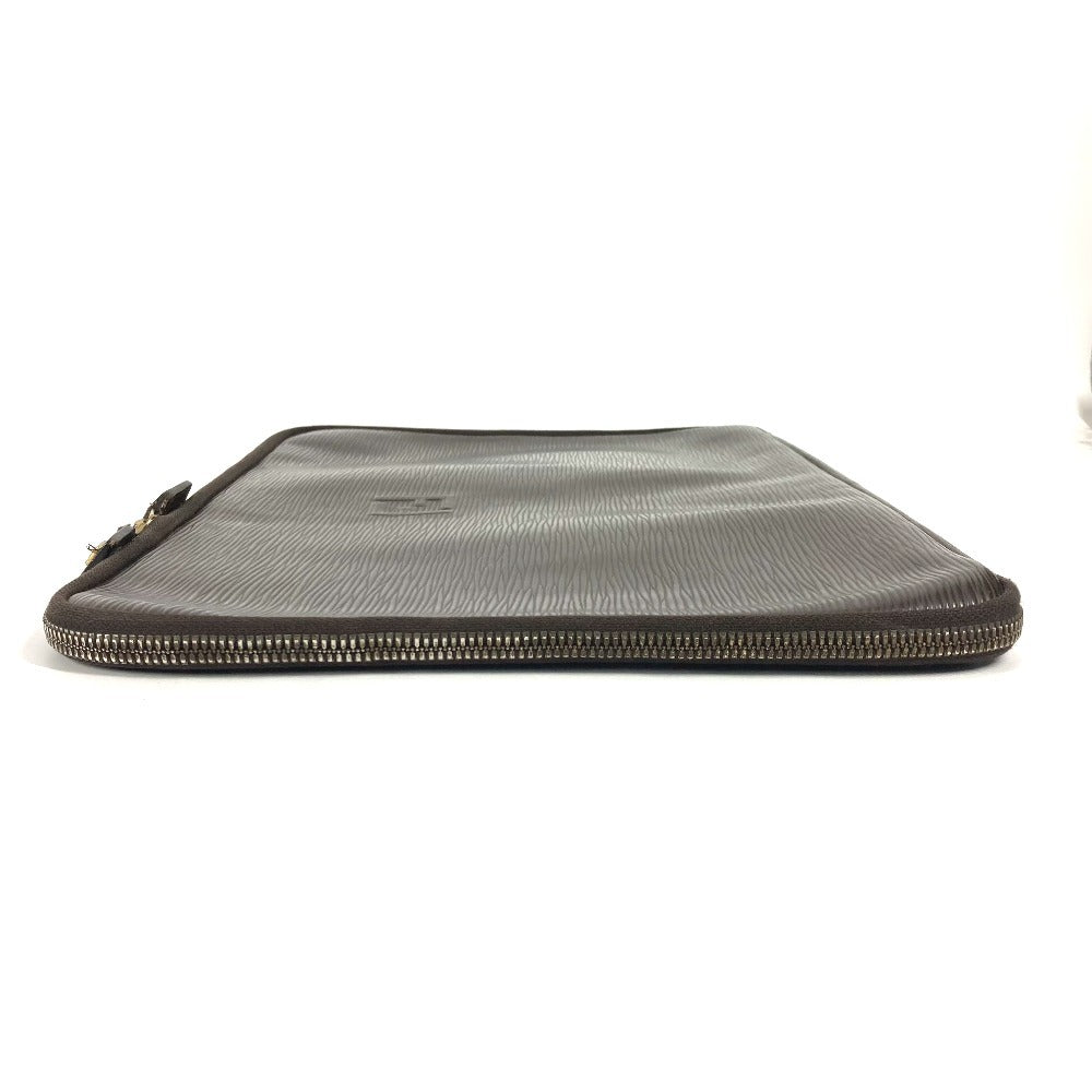 FENDI Clutch bag leather Brown vintage FF logo