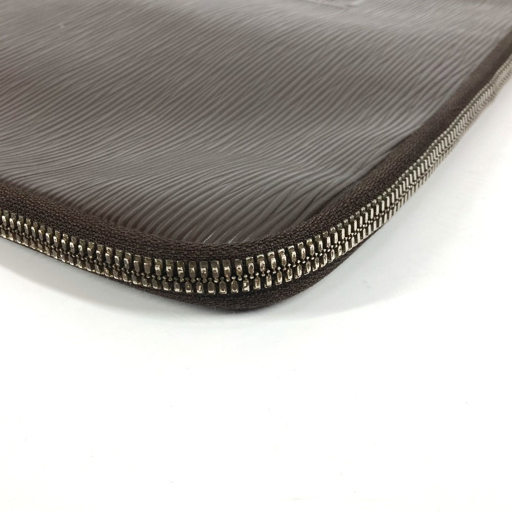 FENDI Clutch bag leather Brown vintage FF logo