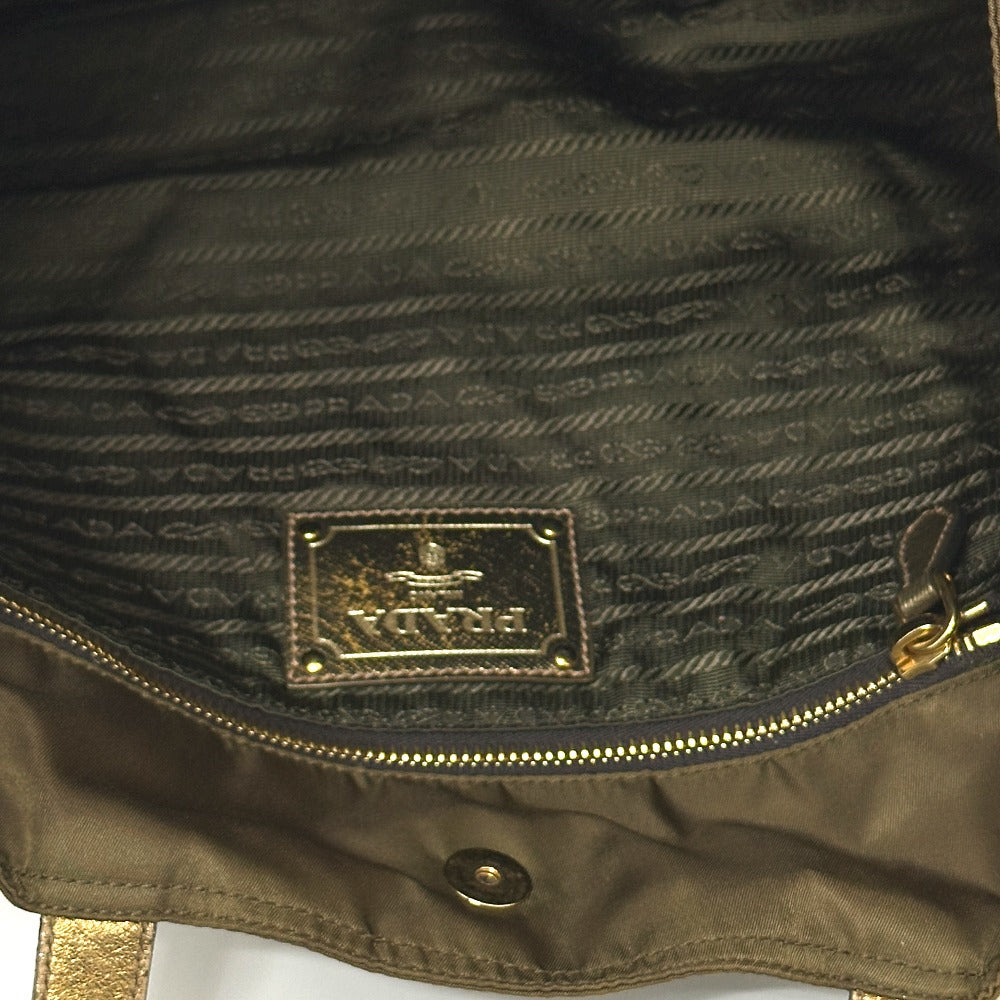 PRADA Tote Bag Nylon, Leather Brown type Bear Stone