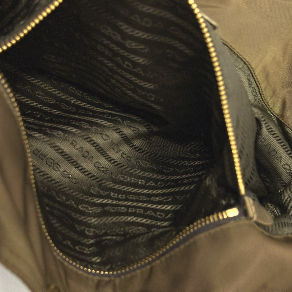 PRADA Tote Bag Nylon, Leather Brown type Bear Stone