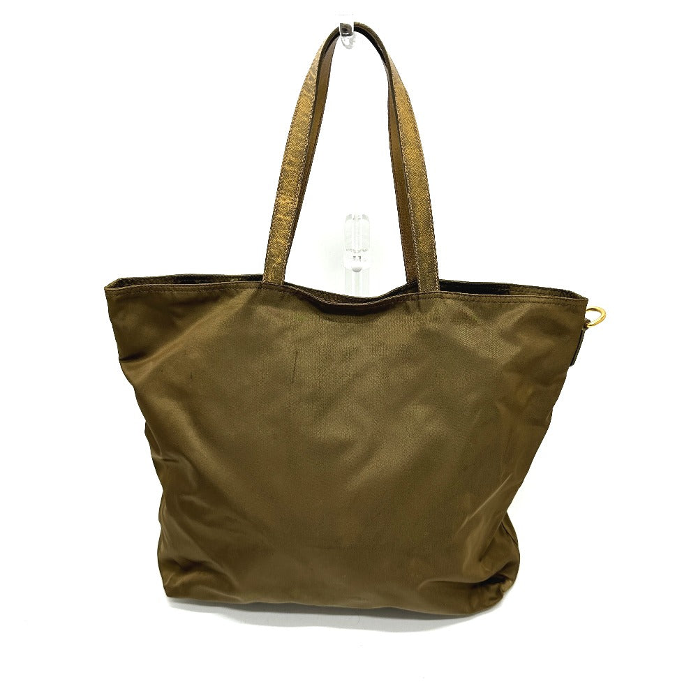 PRADA Tote Bag Nylon, Leather Brown type Bear Stone