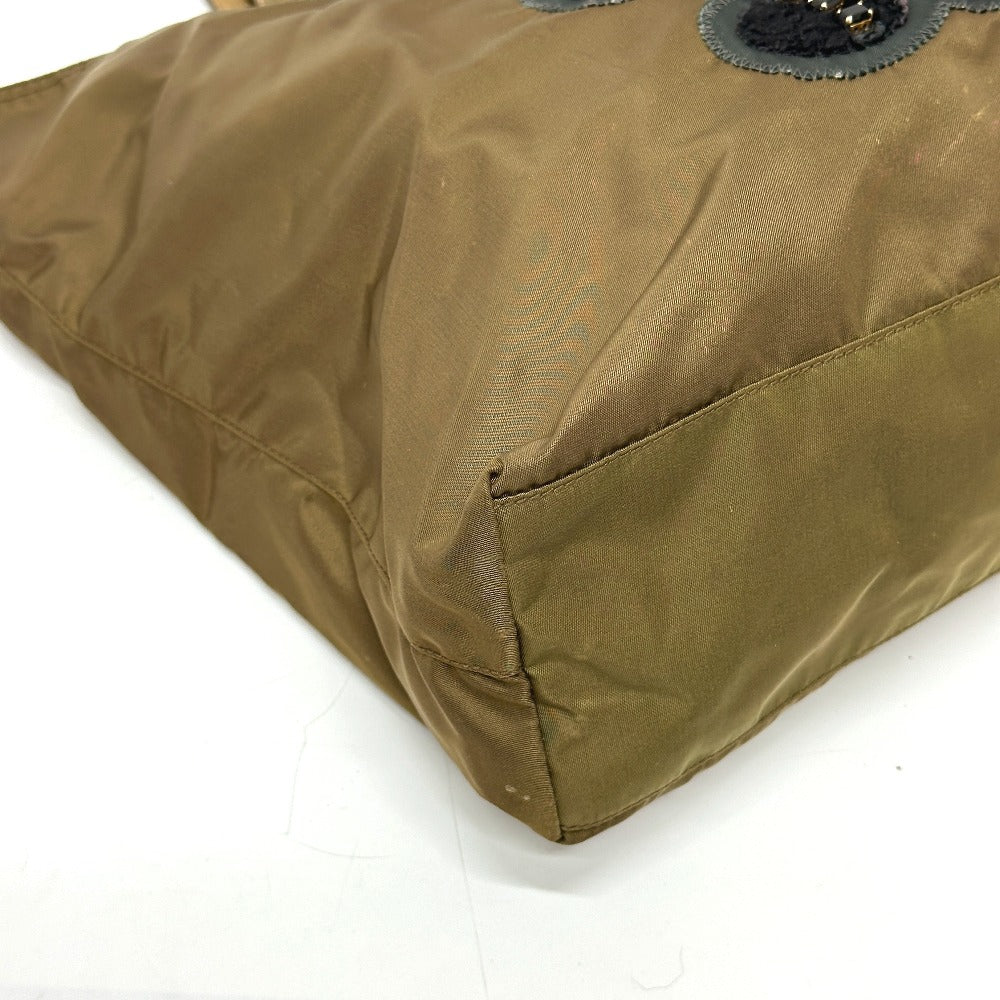 PRADA Tote Bag Nylon, Leather Brown type Bear Stone