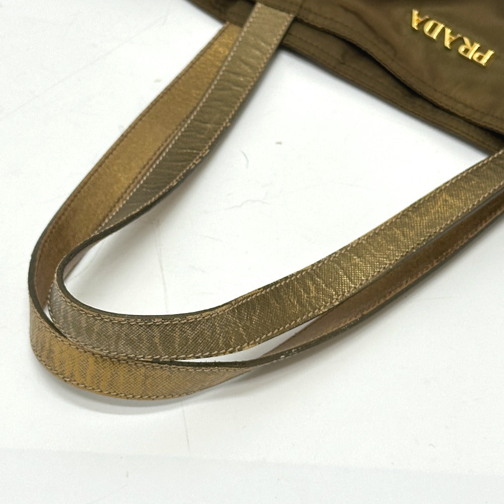 PRADA Tote Bag Nylon, Leather Brown type Bear Stone