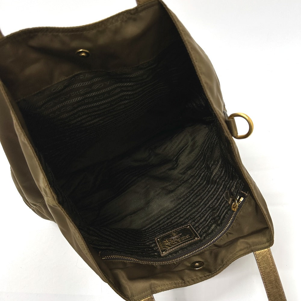 PRADA Tote Bag Nylon, Leather Brown type Bear Stone