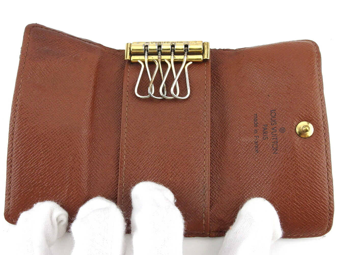 LOUIS VUITTON Key case Key holder M62631 Brown beige gold Multicles4