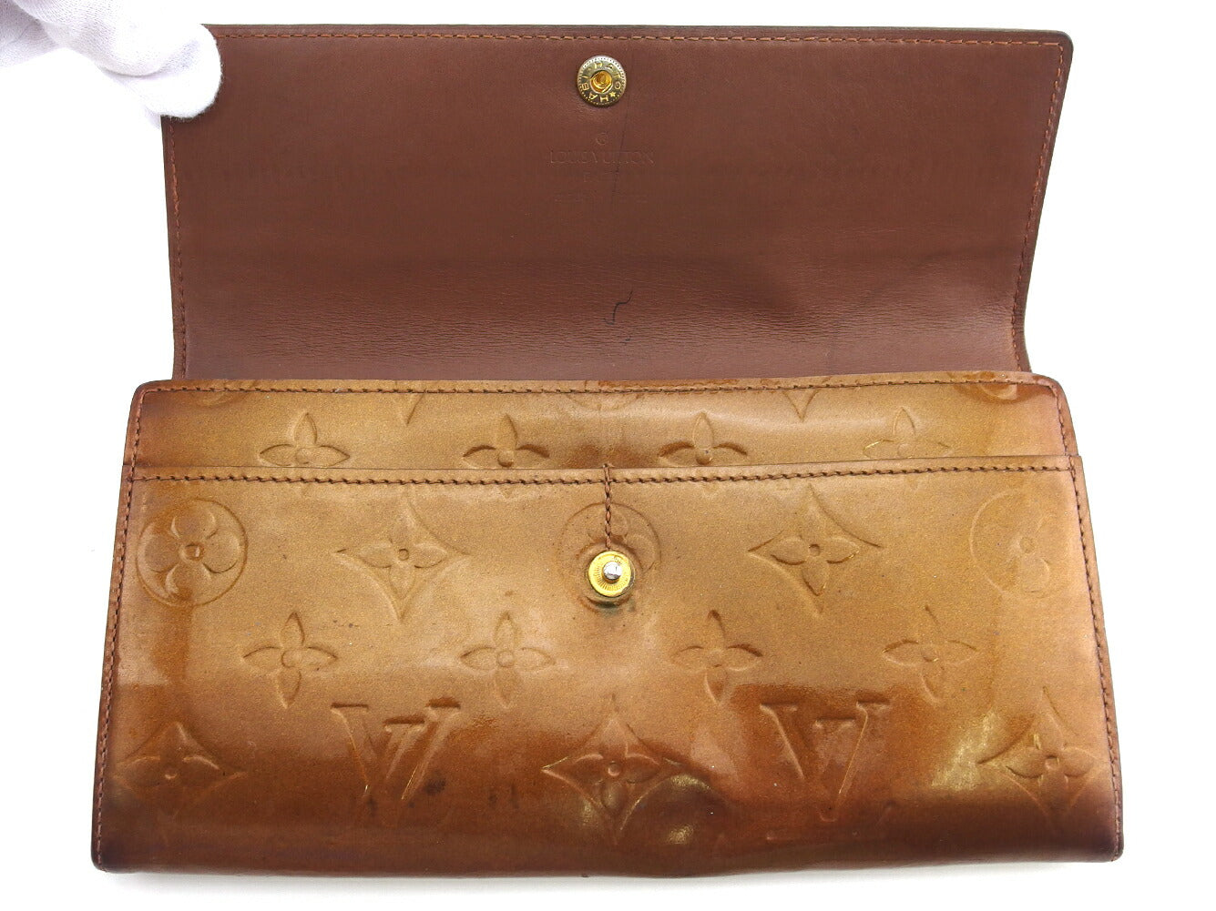 LOUIS VUITTON Long Wallet Purse M91174 Brown gold Pochette Porto Monécredi