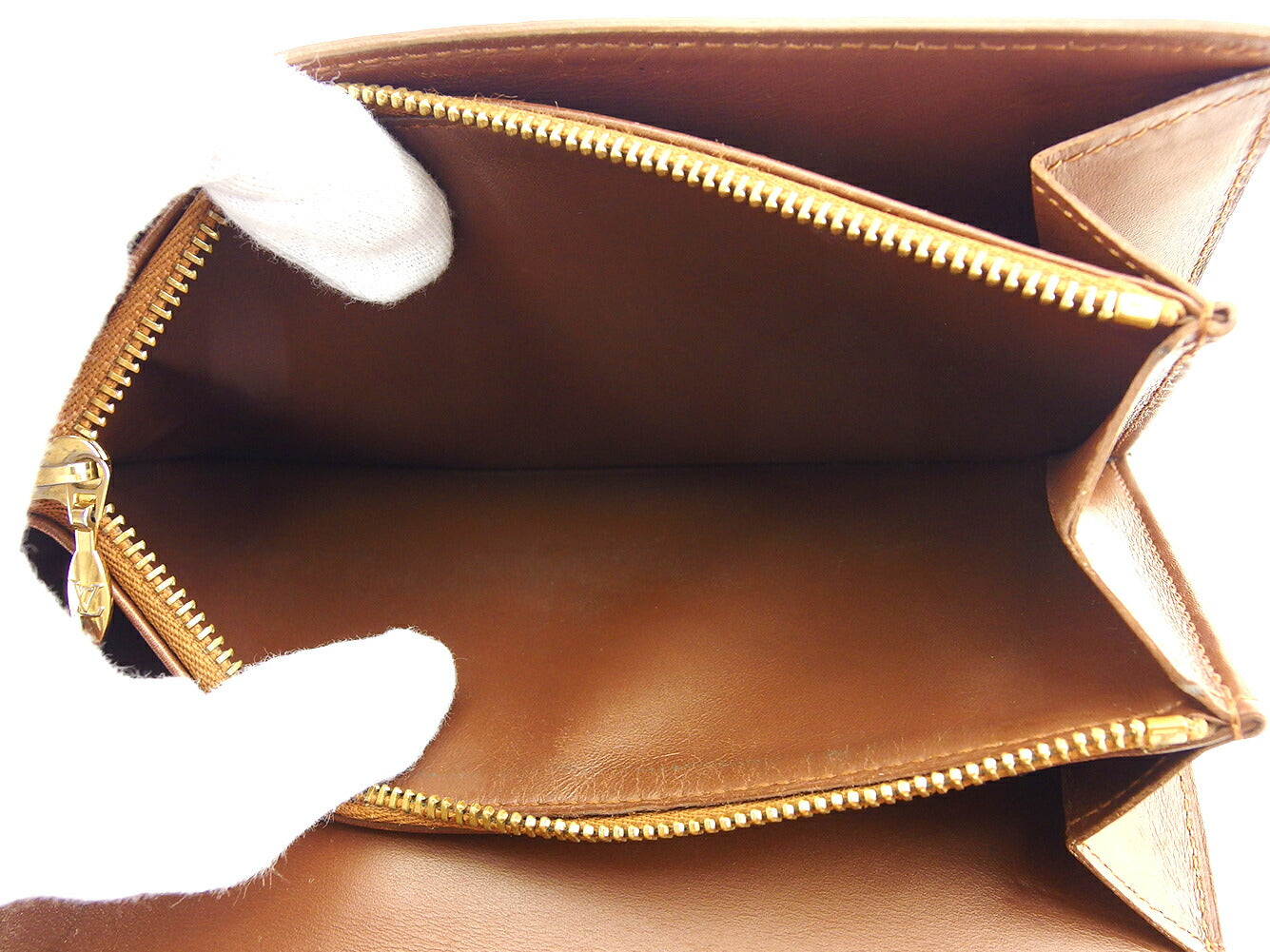 LOUIS VUITTON Long Wallet Purse M91174 Brown gold Pochette Porto Monécredi