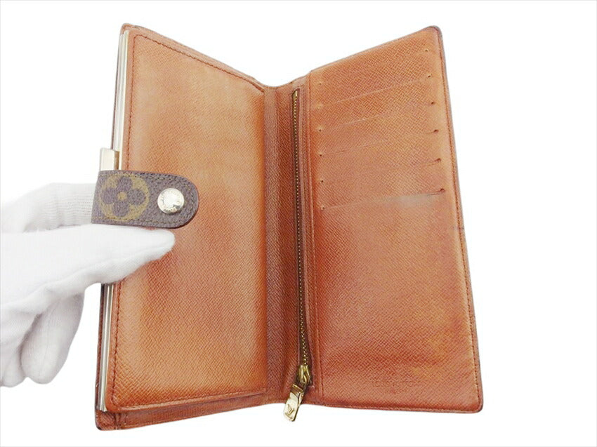 LOUIS VUITTON Long Wallet Purse T61217 Brown beige North America exclusive Continental Clutch