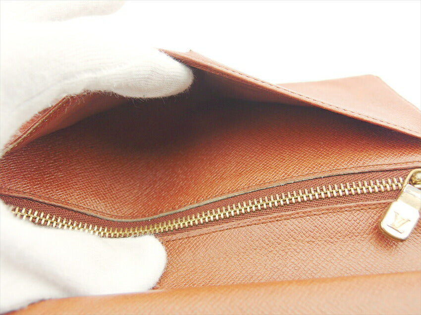 LOUIS VUITTON Long Wallet Purse T61217 Brown beige North America exclusive Continental Clutch