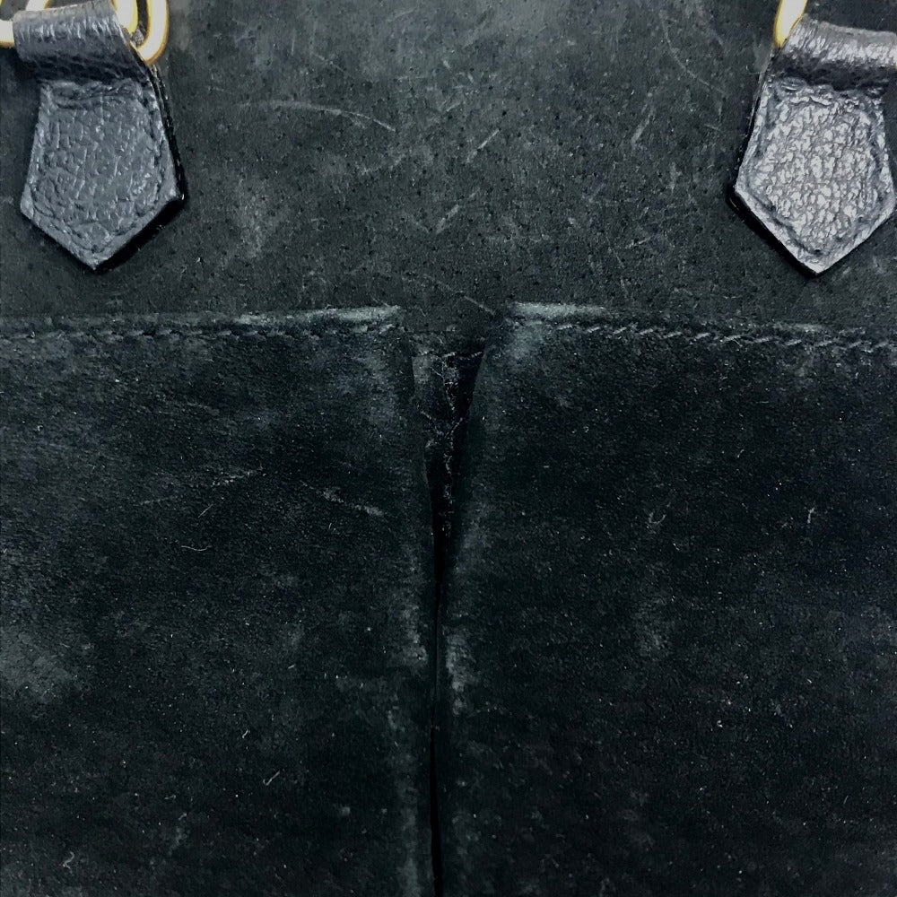 GUCCI Shoulder Bag Suede / leather Black x brown Pochette Bamboo