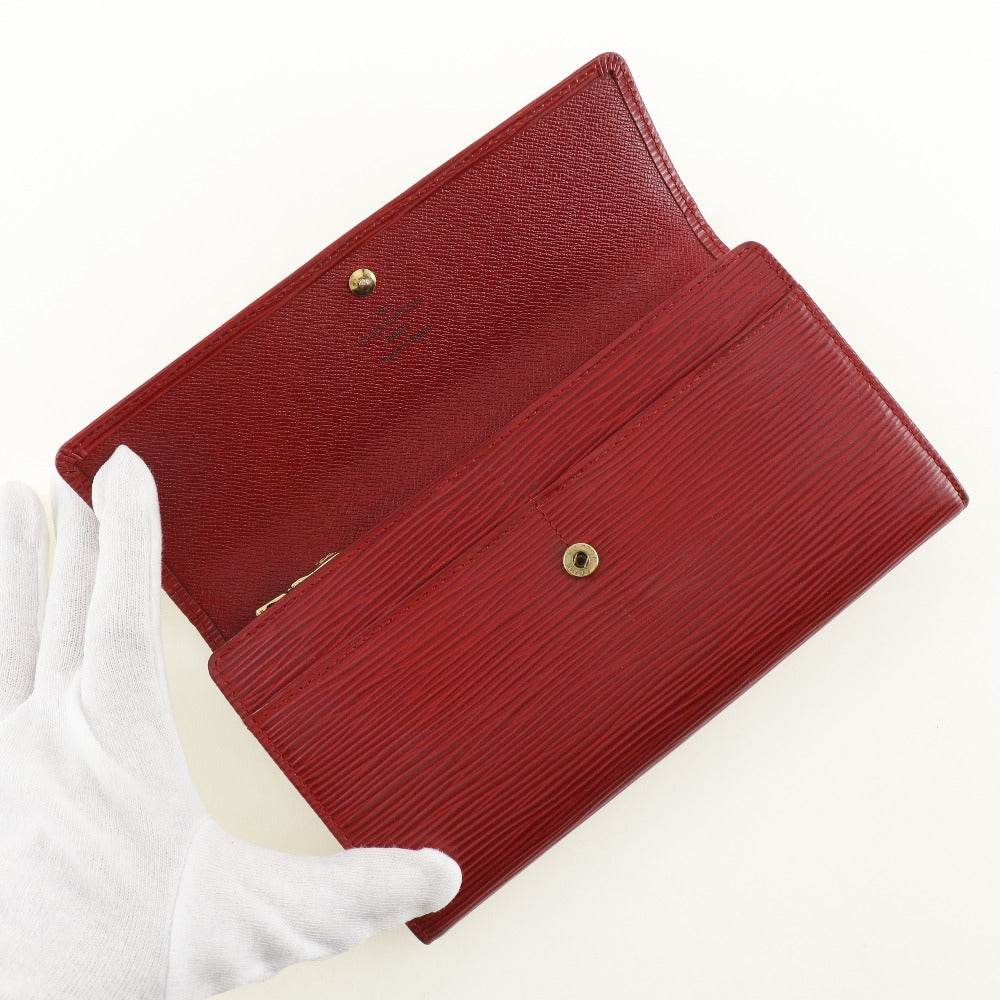LOUIS VUITTON Long Wallet Purse M6359E Epi Leather Red Portefeuille Sarah