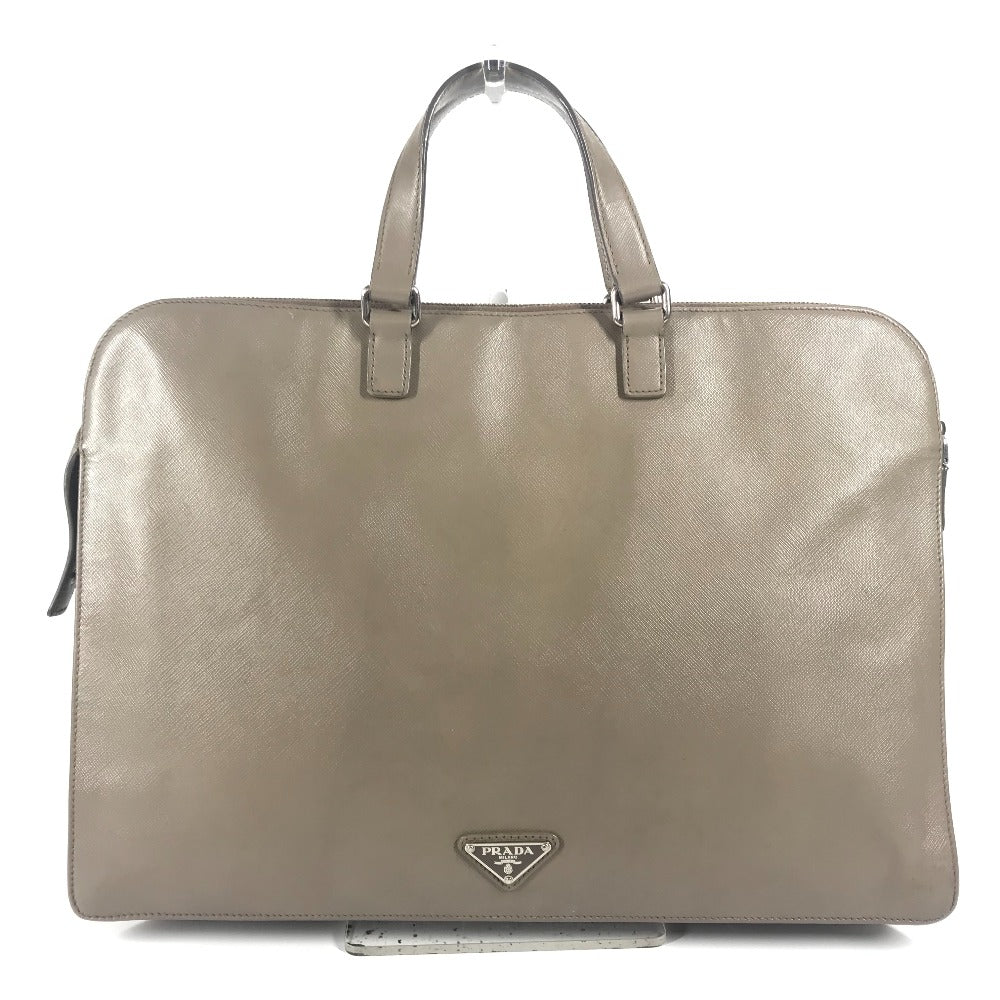PRADA Business bag saffiano leather Beige type Triangle logo plate