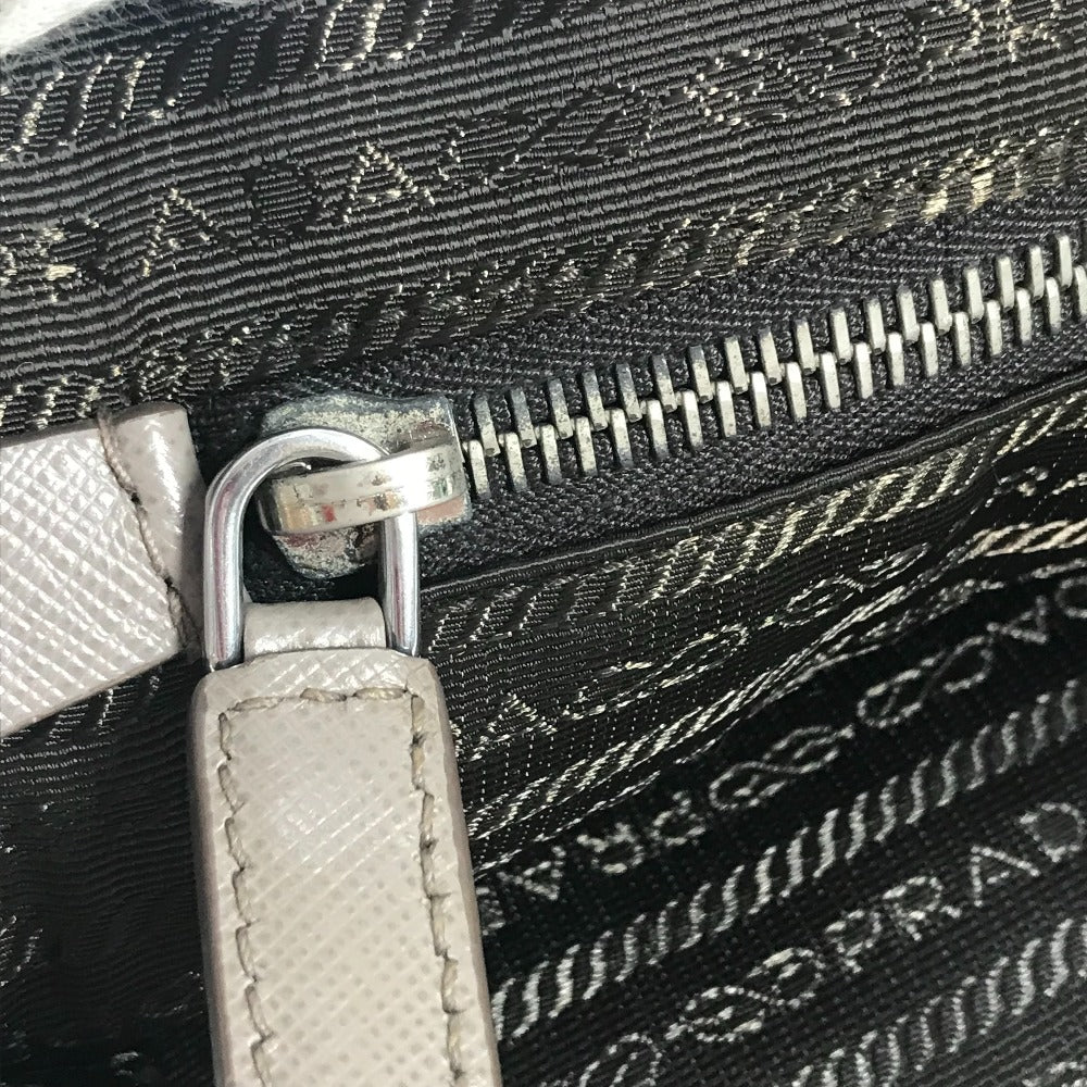 PRADA Business bag saffiano leather Beige type Triangle logo plate