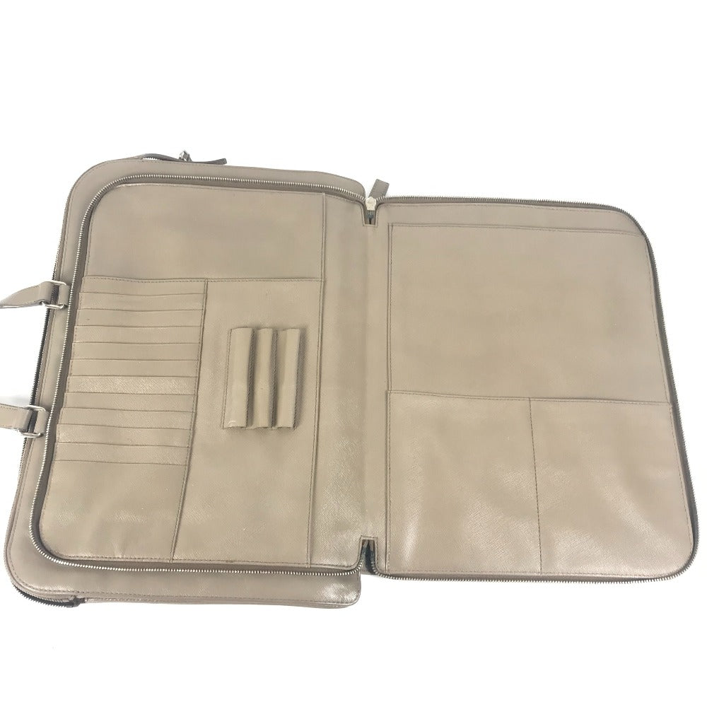 PRADA Business bag saffiano leather Beige type Triangle logo plate