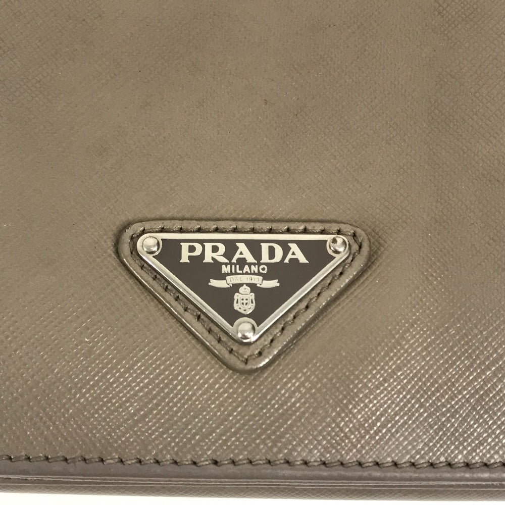 PRADA Business bag saffiano leather Beige type Triangle logo plate