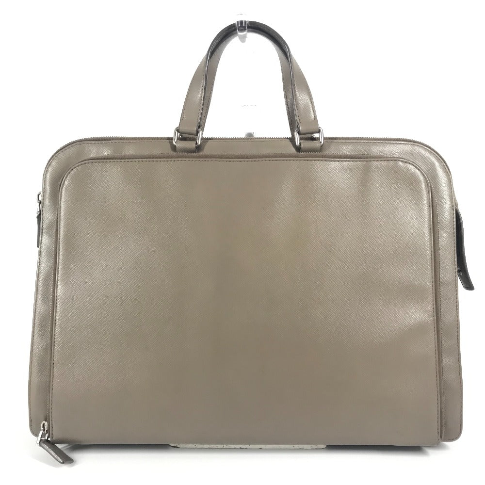 PRADA Business bag saffiano leather Beige type Triangle logo plate