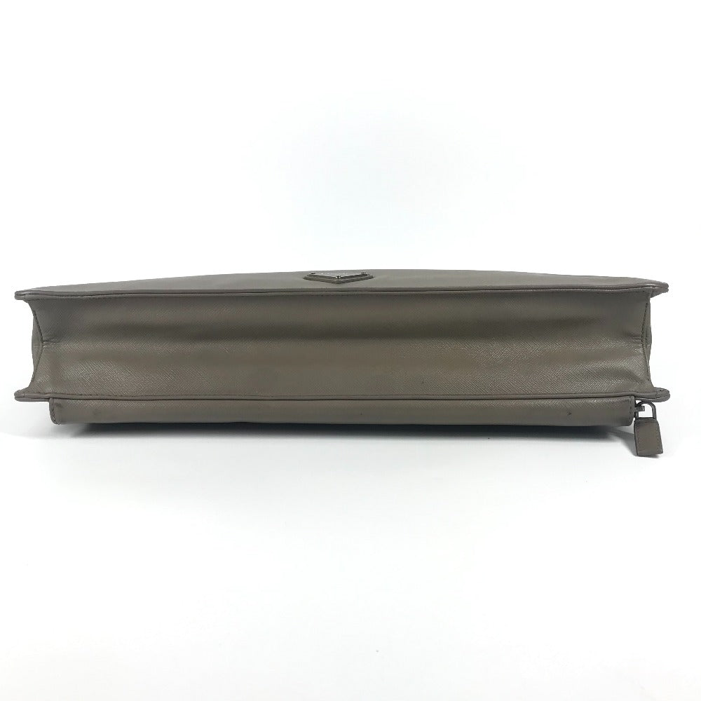 PRADA Business bag saffiano leather Beige type Triangle logo plate