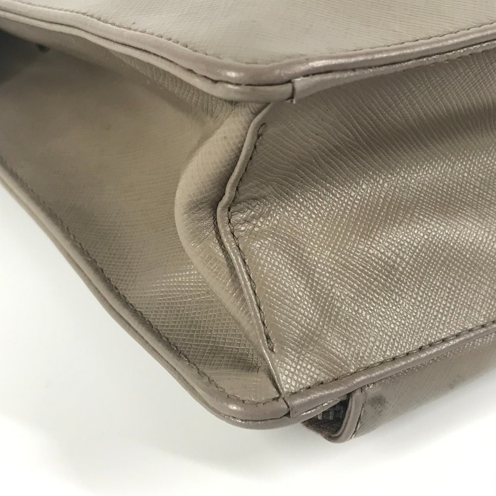 PRADA Business bag saffiano leather Beige type Triangle logo plate